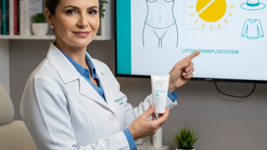Imagem de Lipoabdominoplastia - Cuidados com exposição solar após lipoabdominoplastia: proteção solar essencial