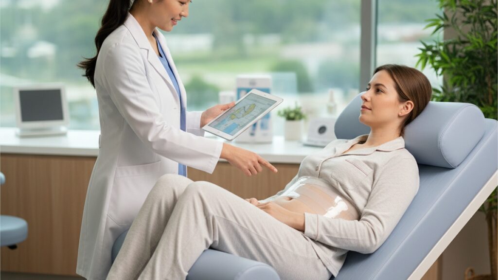 Imagem de Abdominoplastia - Posição ideal para dormir após abdominoplastia: guia dos primeiros 15 dias